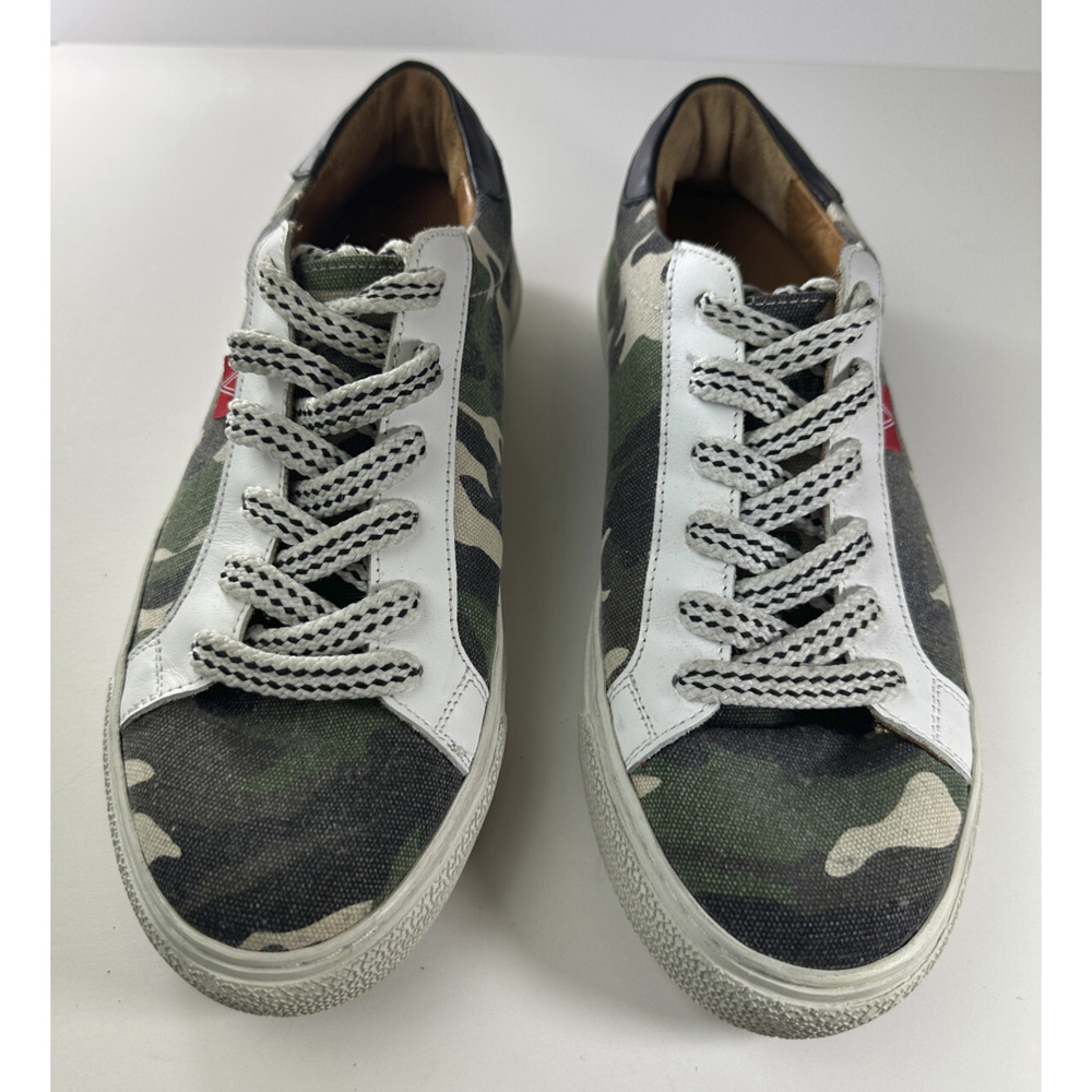 Veronica Beard Sami Camo Canvas Lace-up Sneakers Leather Lining Shoes 39 US 8.5 - Picture 3 of 16